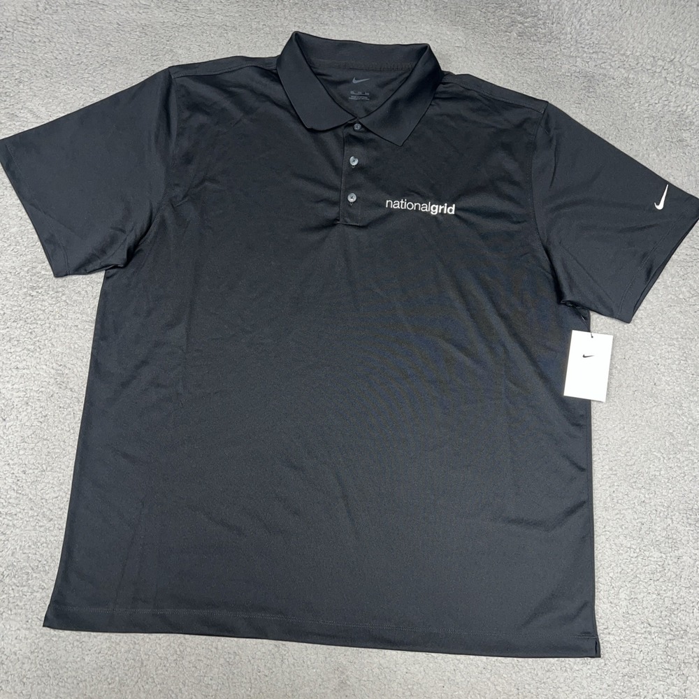 NWT Nike x National Grid Shirt Mens 2XL XXL Black Polo Golf Embroider 203690-010
